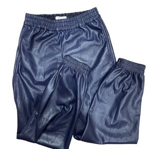 BABATON ZEDEL Navy faux leather heigh rise joggers